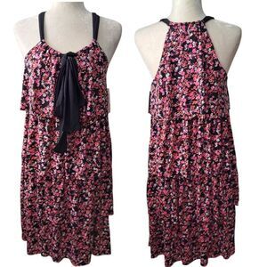 Allen B. Schwartz Women's Floral Multi Teared Halter Travel Dress Sleeveless S